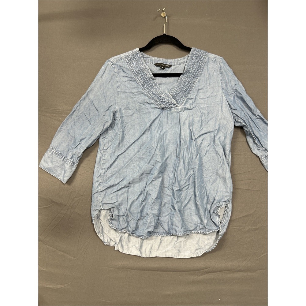 Zac & Rachel chambray top features a‎ textured V-neckline Small